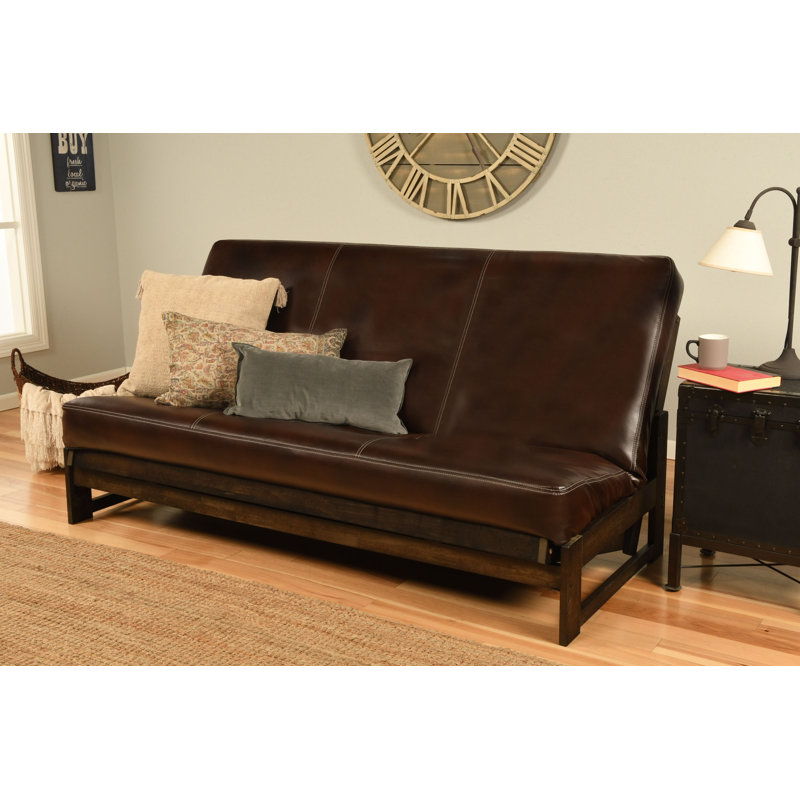 Stratford Full / Double 74'' Upholstered Futon And Mattress, Oregon Trail Java