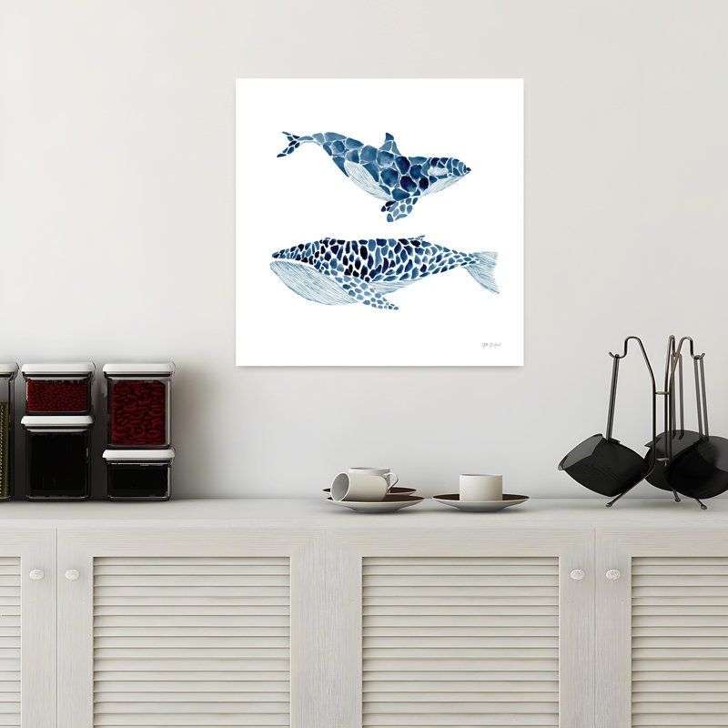 Deux baleines, art côtier, H 18 po x l 18 po