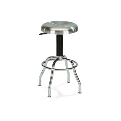 Chaise réglable en acier inoxydable - finition brossée, protection du sol, argent pour la cuisine et le garage Tabouret de bar moderne réglable, pivotant sur 360 °, finition convenant à
