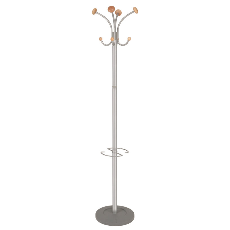 Steel Freestanding Coat Rack, Silver