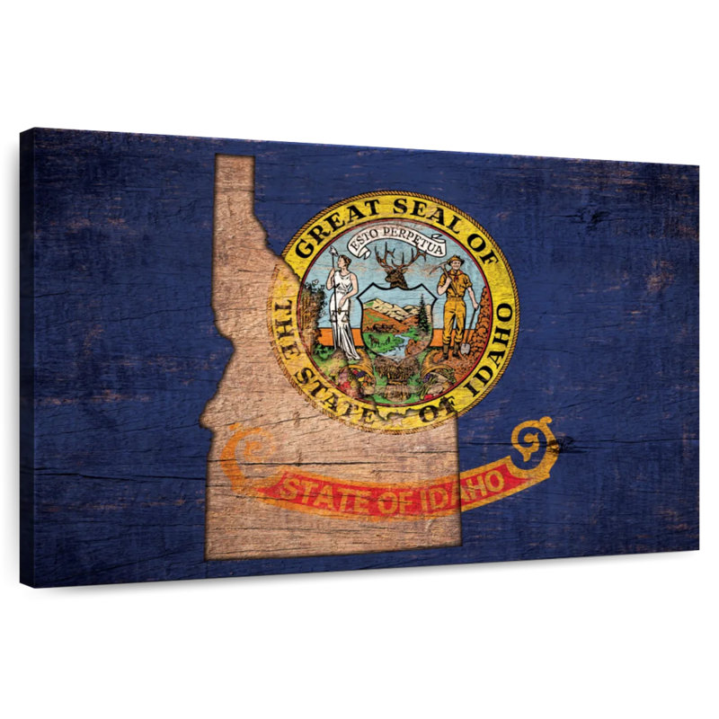 Carte d'État sur le drapeau de l'Idaho, H 8 po x l 12 po