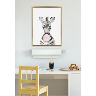 Bubble Gum Zebra by Amy Peterson Framed Canvas Wall Art Print