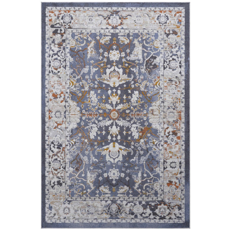 5X7 Non-Shedding Area Rug In Blue - Stain , Ideal For Dining Room, Bedroom, Living Enhances Style, Rectangle 5'2" x 7'6"