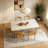 6 - Person White Rectangular Sintered Stone Stone Tabletop Dining Table Set-39624282-39624283