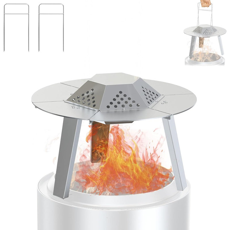 Déflecteur de chaleur pour ranger les poêles Solo - Accessoire de diffuseur de chaleur en acier inoxydable 304 avec poignée et 3 pieds de soutien
