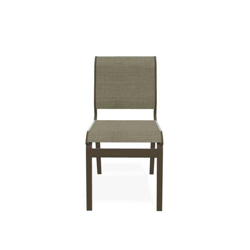 Chaise d'appoint de salle à manger Hiraku, Bois de plage texturé, Bristol taupe Sunbrella®
