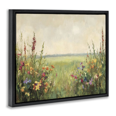 Warm Painted Meadow Floating Frame, design by Petal Prints Design