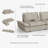 141.73" Extra Deep Beige Sofa Stain Resistant Cozy Pet-Friendly Couch With Adjustable Backrest-755792205