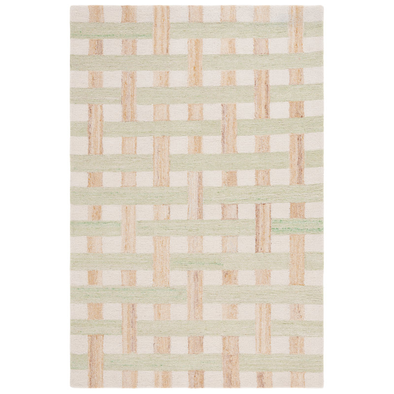 Tapis géométrique en laine / coton touffeté à la main Keyshun, Rectangle 4 pi x 6 pi