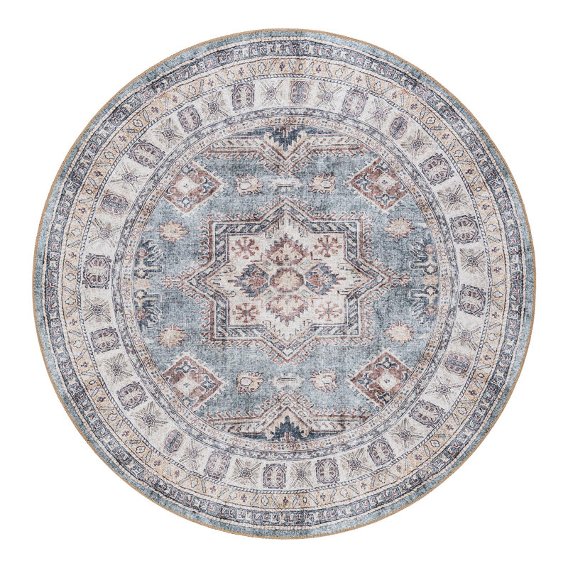 Marquavius Performance Chenille Floral Indoor Rug, Round 5'1" x 5'1"
