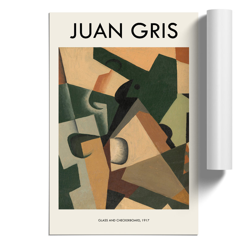 Glass And Checkerboard by Juan Gris - No Frame Painting, 30cm H x 21cm W x 0.1cm D