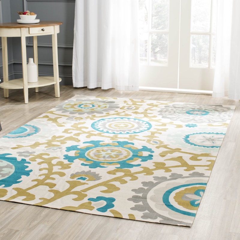 Pritchett Cedar Brook Hand Loomed Cotton Geometric Rug, Square 5'