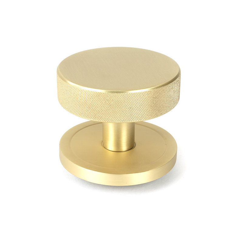 Satin Brass Brompton Centre Door Knob (Plain), Polished Chrome