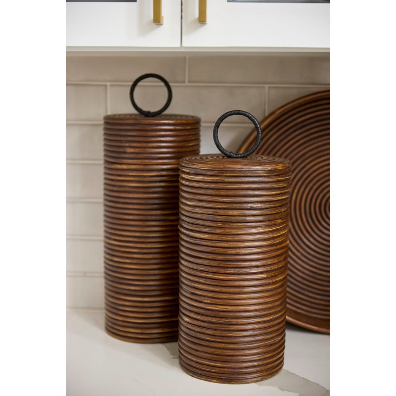 Papeete Wicker Jar, 16" H x 7" W x 7" D