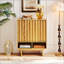 Buffet de style moderne du milieu du siècle avec étagères réglables et design à lattes grillagées pour un rangement polyvalent-1778386642