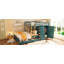Lit superposé double avec rangement intégré: 2 grands tiroirs, 5 petits tiroirs et garde-robe compacte pour une utilisation optimale de l'espace.-839875323
