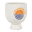 Pot de fleurs bohème en céramique grès avec motif Sunburst peint à la main - pot de fleurs blanc décoratif de 7 po pour une utilisation intérieure / extérieure.