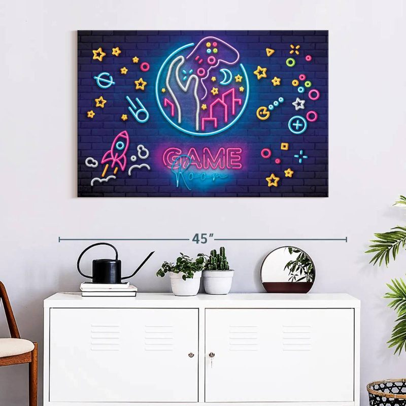 «Game Room», néons sur toile, H 26 po x l 39 po x P 1,25 po