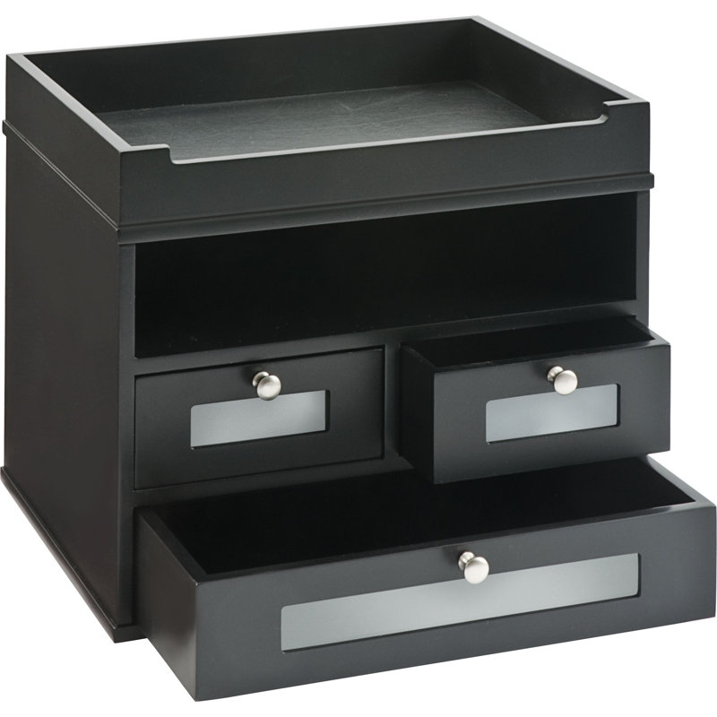 Jolie Wood Desk Organizer, Midnight Black