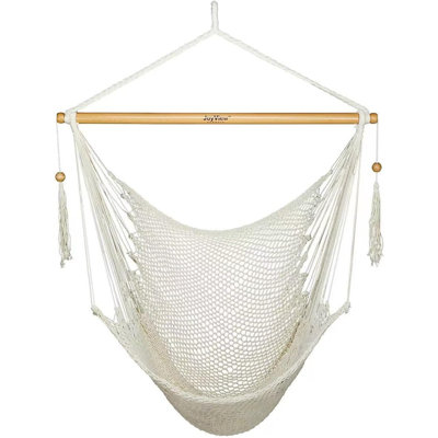  Chaise de hamac avec barre d'écartement Chaise de balançoire pour hamac des Caraïbes Capacité de poids de 300 lb Chaise suspendue en corde Xl pour jardin extérieur - Blanc naturel