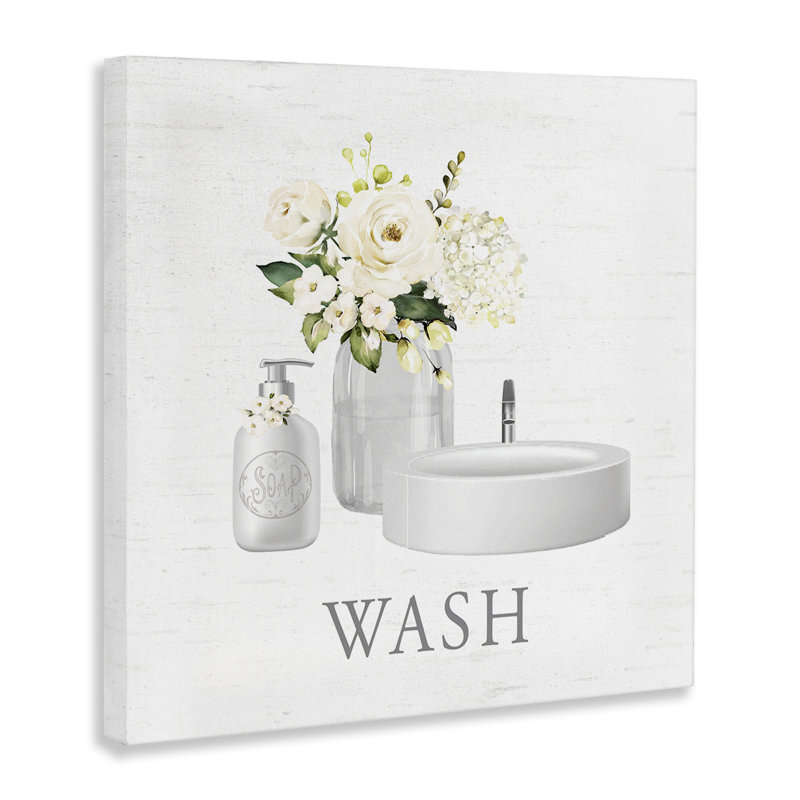 Toile «Wash Hands», conception de lettrage et doublure, H 17 po x l 17 po