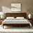 Boneva Mid-Century Modern Platform Bed Solid Wood Legs with 103° Inclined Storage Headboard and Charging Station-96122416-96122415