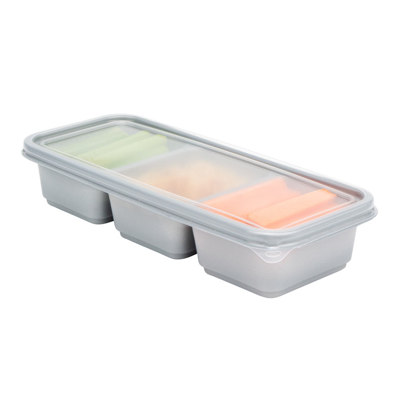 Restaurantware-Futura 20 Ounce Meal Prep Containers With Lids, 100 Microwavable To Go Containers - 3 Compartments, Disposable, Silver Plastic Food Containers With Lids, For Take Out or Lunches
