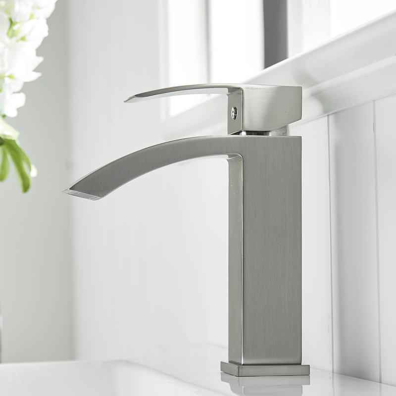 Robinet de lavabo en nickel brossé pour salle de bain - robinet à cartouche et robinet d'évier moderne noir mat en aluminium