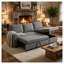 Canapé-lit convertible moderne en forme de L de 212 cm avec méridienne de rangement, canapé d'angle en tissu flanelle gris foncé pour salon