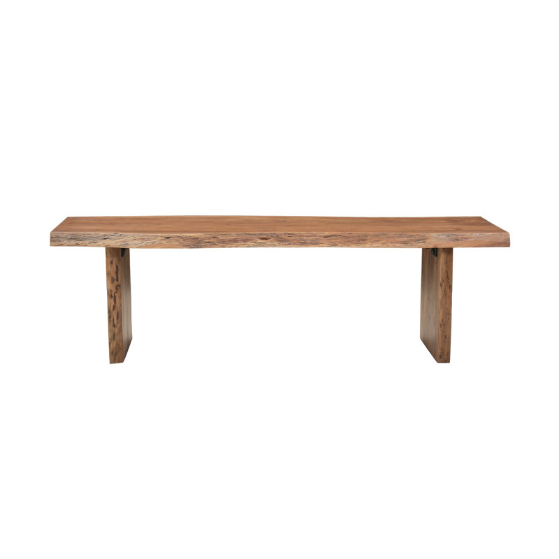 Banc en bois massif, L 60 po, Naturel