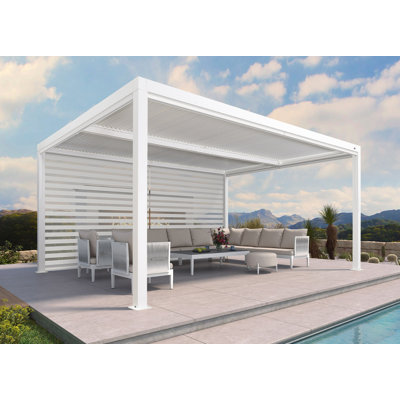 Aluminum Pergola with Roller Shade, 1 Long Side
