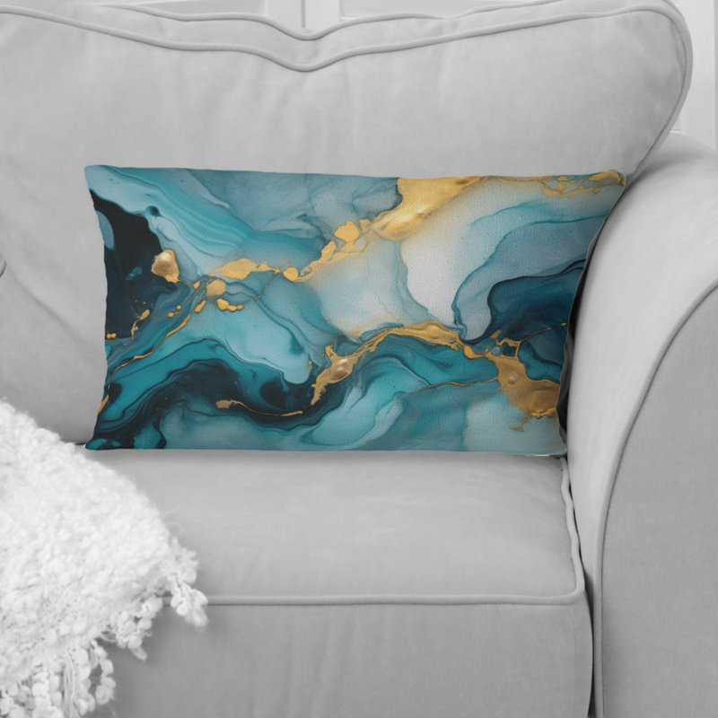 Coussin Turquoise Gold Infusé Marble II - Fractals