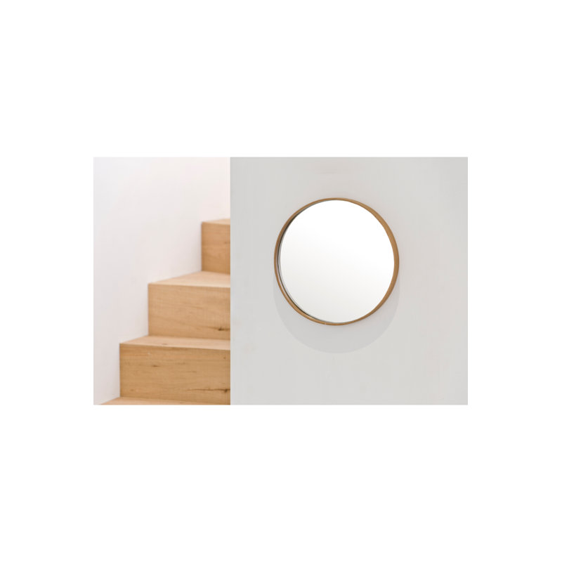 Round Wall Mirror, 12" x 12", Brown