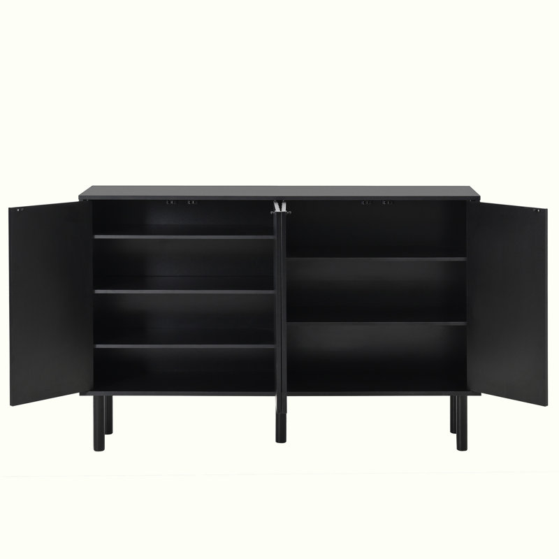 Cabinet with 5 Solid Wood Legs, Black