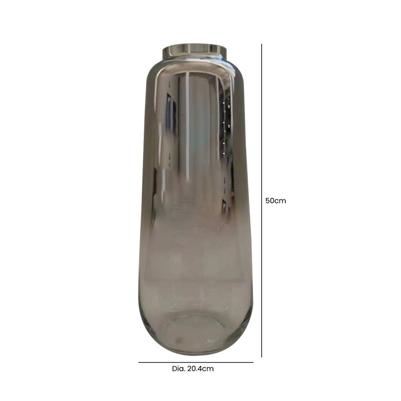 Coerd Glass Floor Vase, 50cm H  x 20.4cm W  x 20.4cm D, Silver