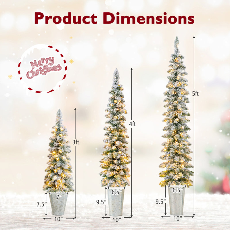 Ensemble de 3 arbres de Noël en flocons