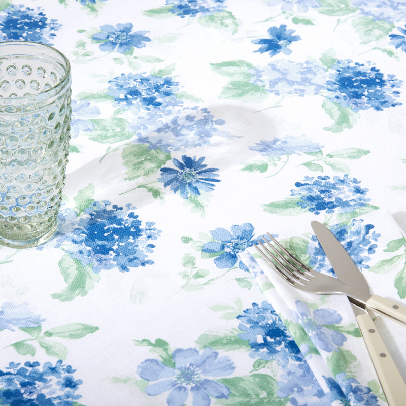 Martha Stewart Amber Floral Tablecloth Single Pack, Blue/Green, 120" x 60"