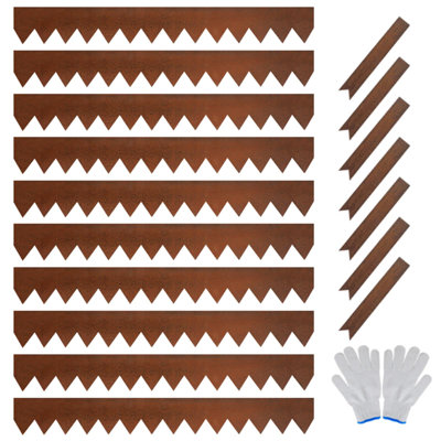 Steel Landscape Edging 10-Pack, Metal Edging for Landscaping with Stakes, Hammer-in Metal Landscaping Edging for Yard Pathway & Flower Beds Lawn Edge