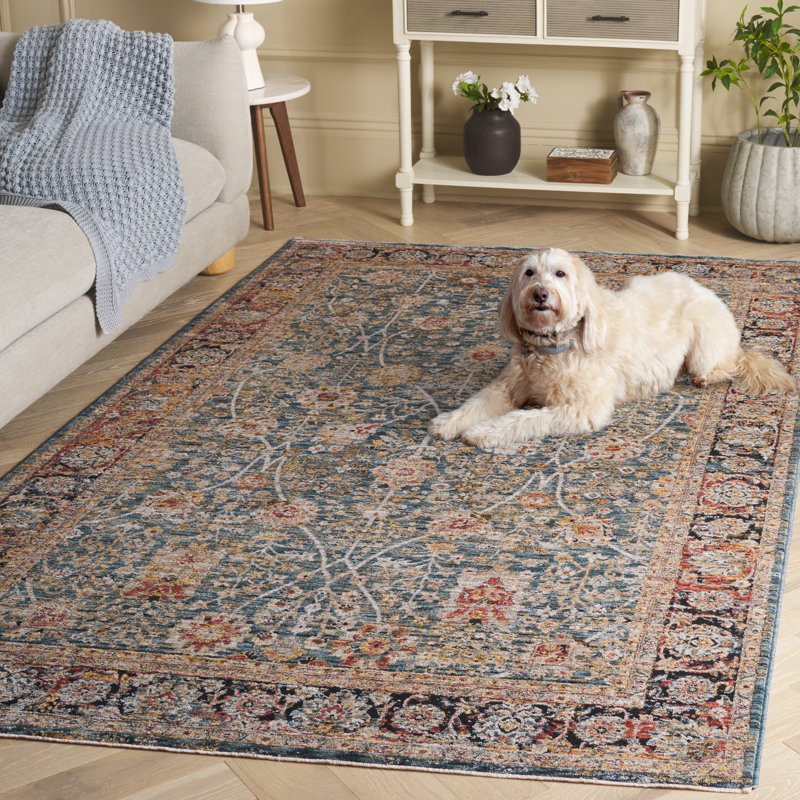 Tapis Silverado 112 bleu / rouille, Rectangle 5 pi x 8 pi