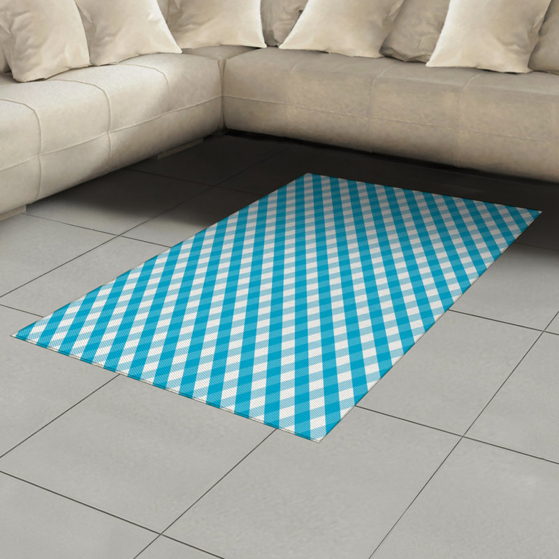 Checkered High Density Long Fiber Poly Threads Decorative Area Rug Carpet, Rectangle 4' x 5'8"