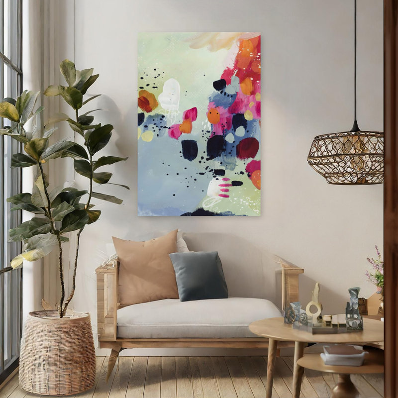 Art mural contemporain audacieux et subtil, 48" H x 32" W