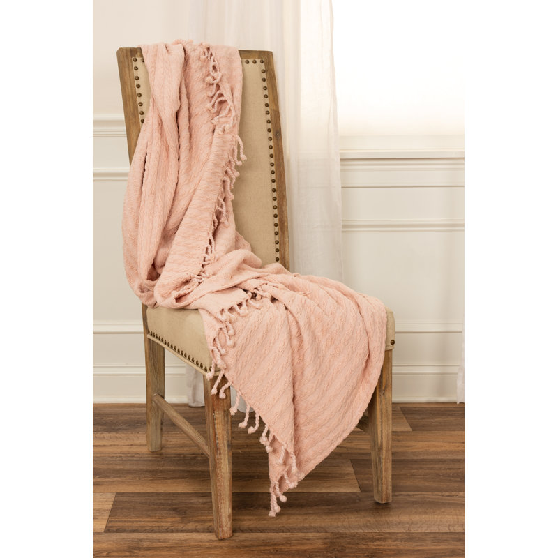 Blush Cotton Knitted Reversible Throw Blanket