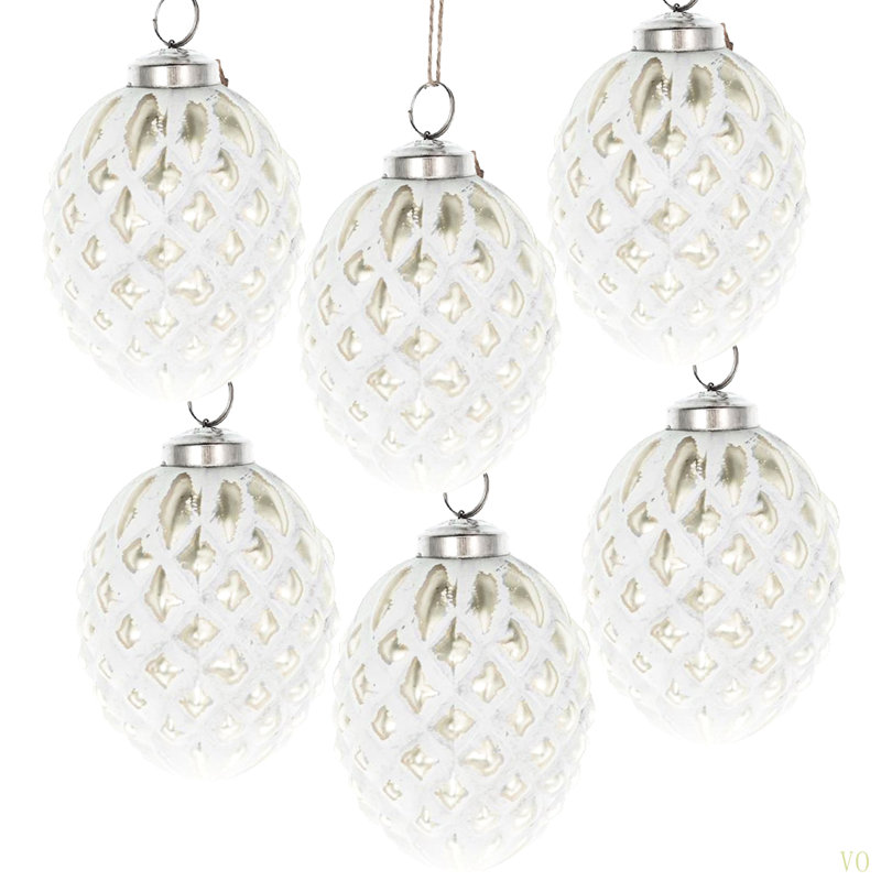 D3,8X4,2 "H boules de Noël, boules de Noël suspendues en verre pour décorations de fêtes, lot de 6