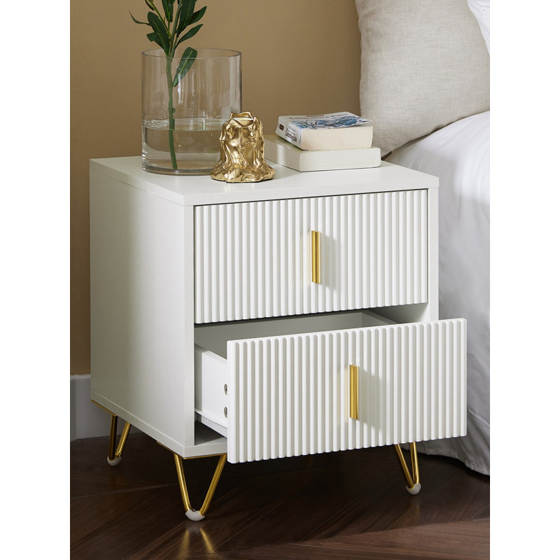 Aldea 40cm W Bedside Table, White
