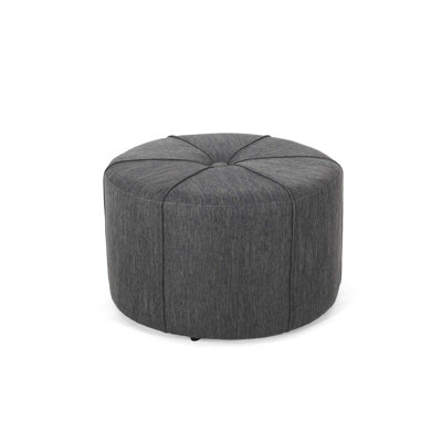 Stylish Circular Ottoman With Soft Cotton Padding And Refined Fabric Upholstery For Modern Living Spaces