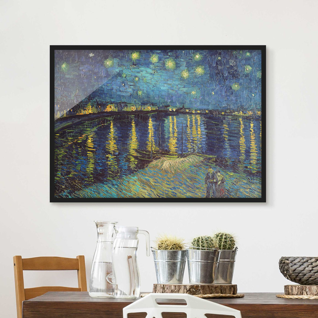 Gerahmtes Poster Sternennacht über der Rhône von Vincent van Gogh