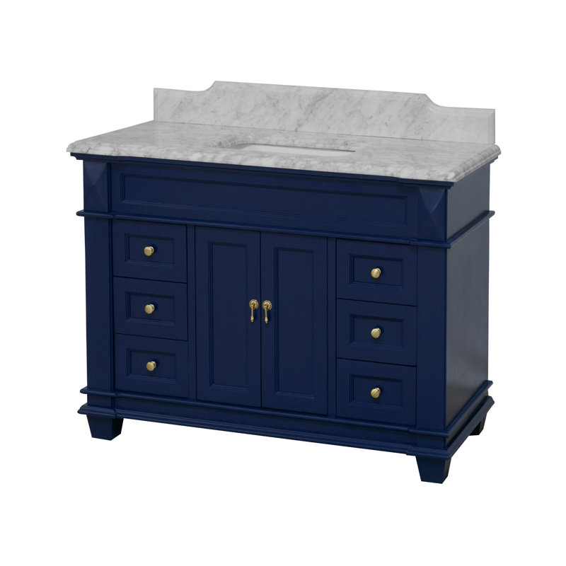 Ensemble de meuble-lavabo simple 48 po Ensa, Marbre de Carrare, Bleu royal