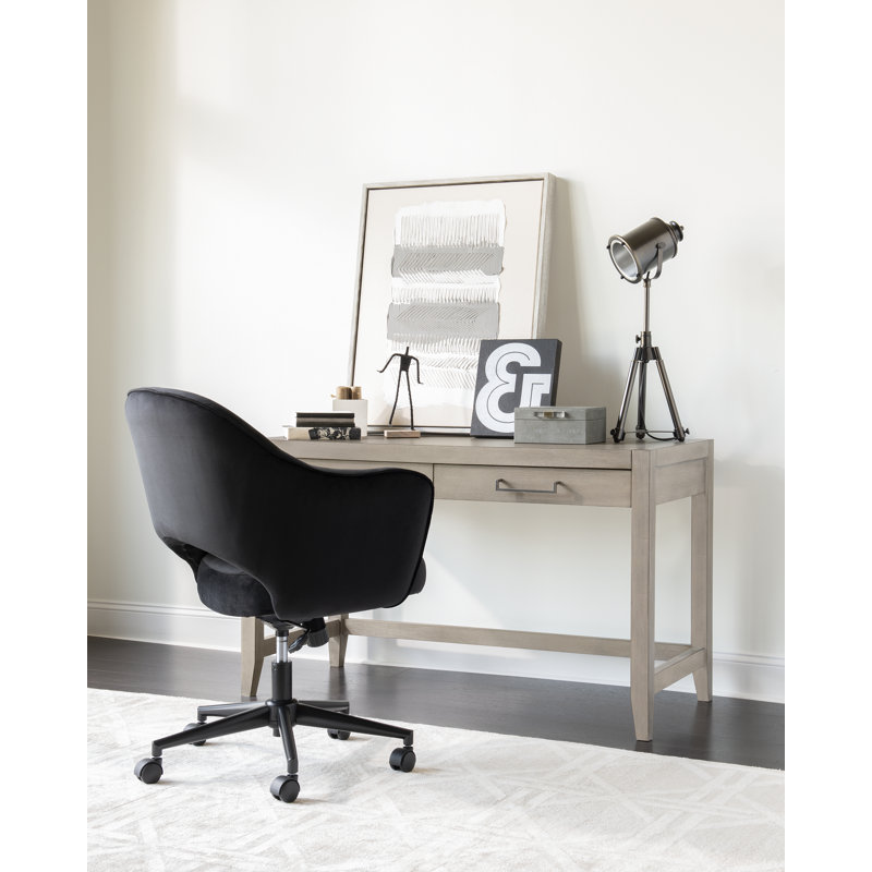Black Faux Velvet Swivel Task Chair