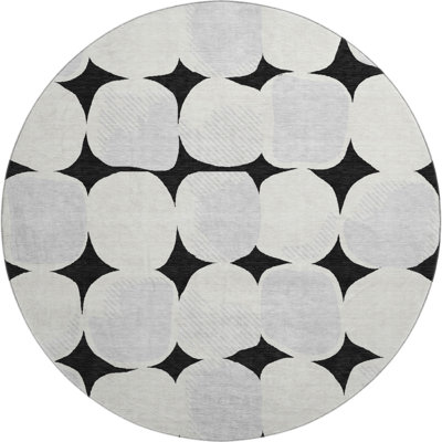 Premium Machine Washable Prisco Black Rug