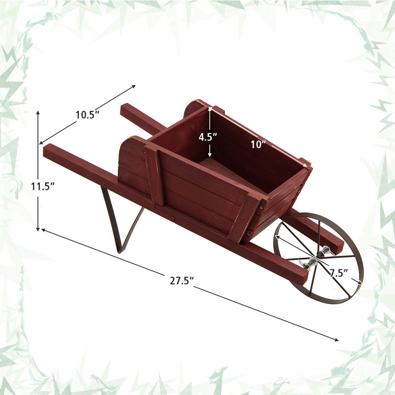 Pot en bois brouette, Rouge